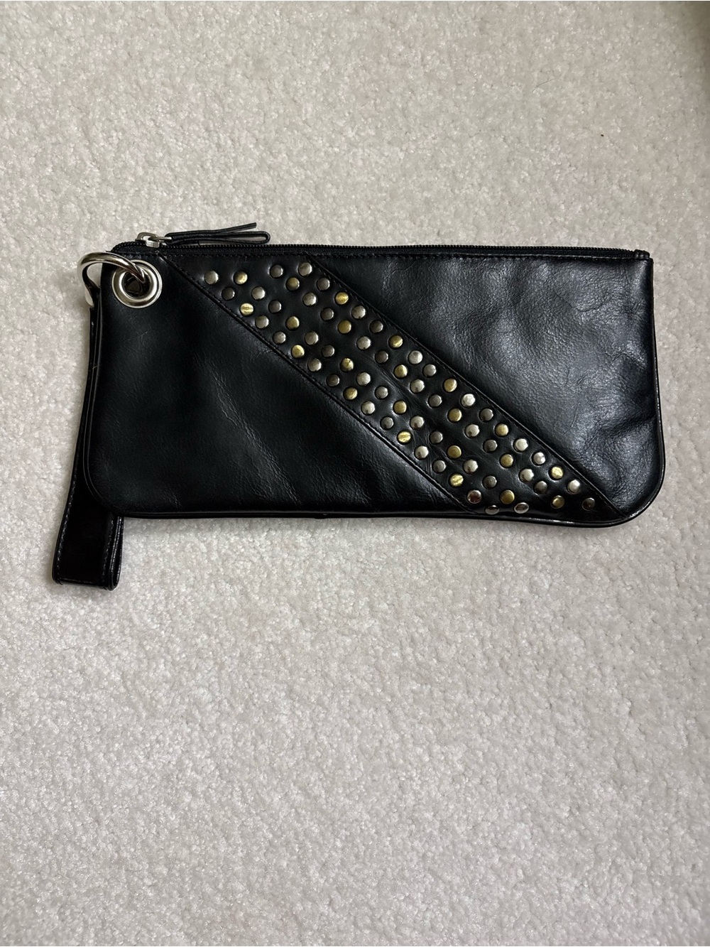 NWOT Sophia Visconti Black Studded Leather Wristlet